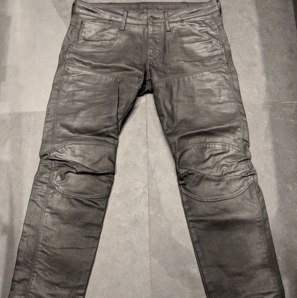 Black waxed gstar moto jeans